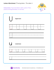 worksheet-Tracing-Letters---The-Letter-U