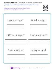worksheet-Unscramble-the-words-to-find-the-synonym---Panda
