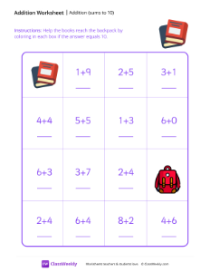 worksheet-Addition-Maze-(Sums-to-10)---Books