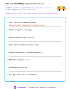 worksheet-Fragments-to-full-sentences---Bus