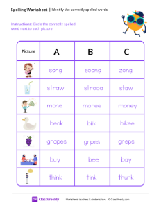 worksheet-Identify-the-Correctly-Spelled-Words---Sun-Cap