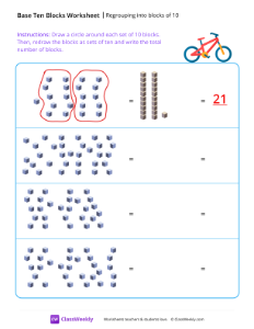 Regrouping into blocks of 10 - Bicycle-worksheet