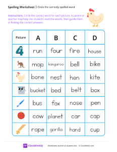 worksheet-Circle-the-correctly-spelled-word---Chicken