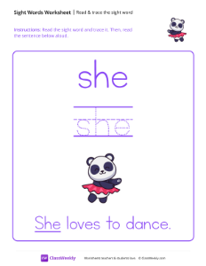 worksheet-Read-&-trace-the-sight-word---She