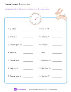 worksheet-Time-phrases---Bunny
