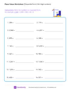 Expanded form (3 and 4 digit numbers) - Build-worksheet