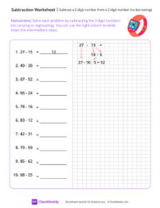 worksheet-Subtract-a-2-digit-number-from-a-2-digit-number-(no-borrowing)---smart-watch