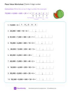 worksheet-Build-a-5-digit-number---Watermelon
