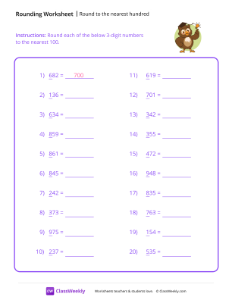 worksheet-Round-to-the-nearest-hundred---Owl