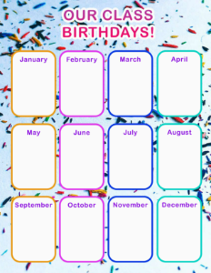 Class Birthday Calendar - Sparkles (24x36)-resource