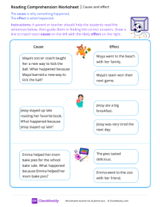 Cause and Effect - Goal-worksheet