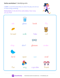 Identifying Verbs - Jog-worksheet