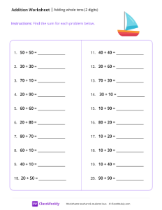 worksheet-Adding-whole-tens-(2-digits)---Boat