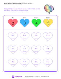 worksheet-Subtract-within-10---Colorful-Heart