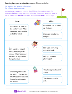 Cause and Effect - Golf-worksheet