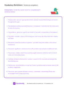 Sentence Completion - Smart Dragon-worksheet