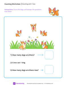 worksheet-Counting-with-1-less---Dogs