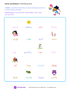 Identifying Verbs - Dunk-worksheet