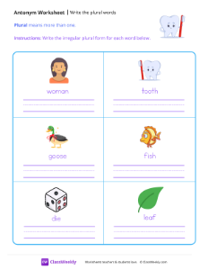 worksheet-Write-the-plural-words---Mr.-Tooth