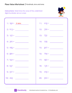 worksheet-Hundreds,-tens-and-ones---Idea