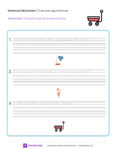 Trace and copy sentences - Wagon-worksheet