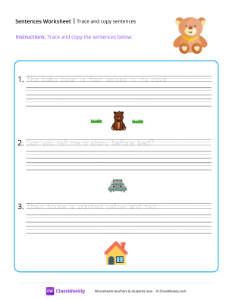 Trace and copy sentences - Bear-worksheet