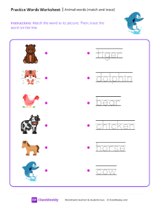 worksheet-Animal-words-(match-and-trace)---Dolphin