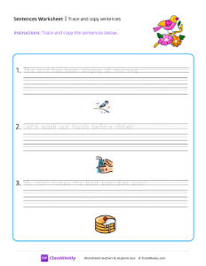 Trace and copy sentences - Bird-worksheet
