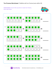 worksheet-Addition-with-ten-frames-(sums-within-20)---Toy-car