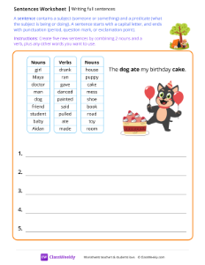 Writing full sentences - Tree-worksheet
