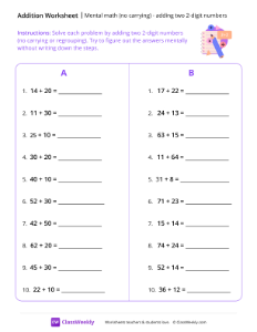 worksheet-Mental-Math:-Adding-two-2-digit-Numbers-(no-carrying)---Purple-Pencil