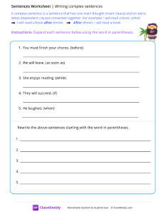 Writing complex sentences - Laugh-worksheet