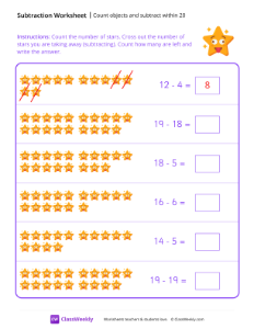 worksheet-Count-objects-and-subtract-within-20---Star