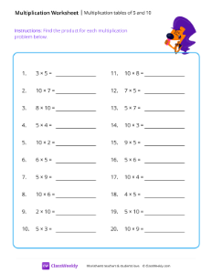 Multiplication tables (5 and 10) - Sing-worksheet