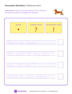 worksheet-Adding-Punctuation---Wiener-Dog