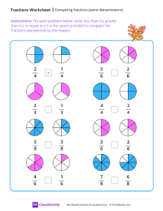 Comparing fractions (same denominators) - Orange Leaf-worksheet