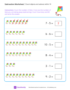 worksheet-Count-objects-and-subtract-within-10---Kite