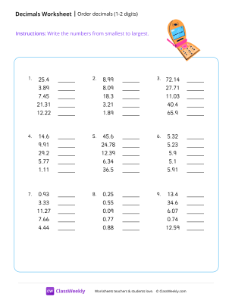 worksheet-Order-decimals-(1-2-digits)---Phone