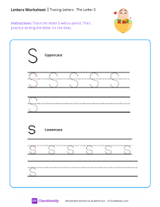 worksheet-Tracing-Letters---The-Letter-S