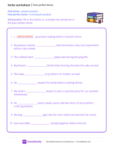 Past Perfect Tense - Organized Books-worksheet