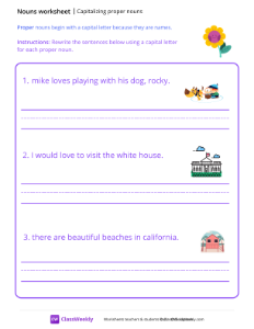 worksheet-Capitalizing-Proper-Nouns---Sunflower