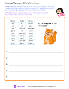Writing full sentences - Funny-worksheet