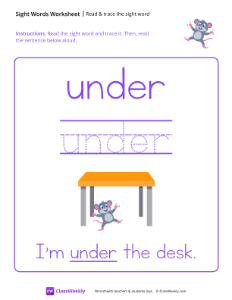 worksheet-Read-&-trace-the-sight-word---Under