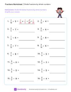 Divide fractions by whole numbers - Explorer-worksheet