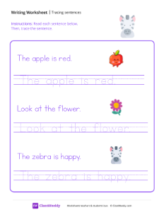 worksheet-Tracing-Sentences---Zebra