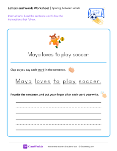 Spacing between words - Soccer-worksheet