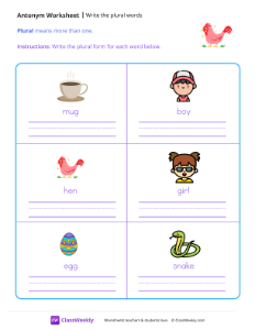 worksheet-Write-the-plural-words---Chicken