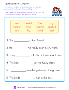 worksheet-Using-verbs---Swim