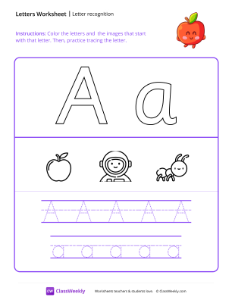 worksheet-Letter-Recognition-(A)---Apple