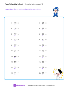 Rounding to the nearest 10 - Wizard-worksheet